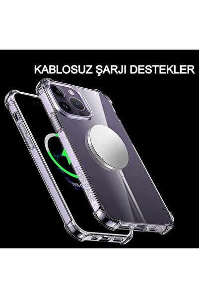 PSGT Iphone 14 Pro Max Uyumlu Şeffaf Kılıf Darbe Emici Köşe Korumalı Anti Sho...