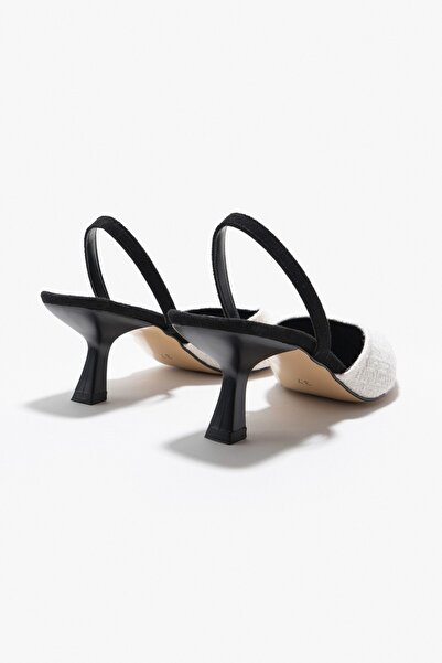 NİŞANTAŞI SHOES Fantastické bílé dámské boty na podpatku Kilim Pointed Toe