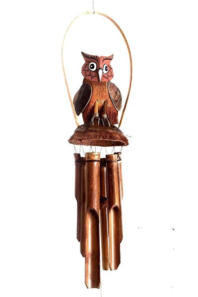 Dünyadan Hediyeler Baykuş Figürlü Bambu Rüzgar Çanı 90 Cm
