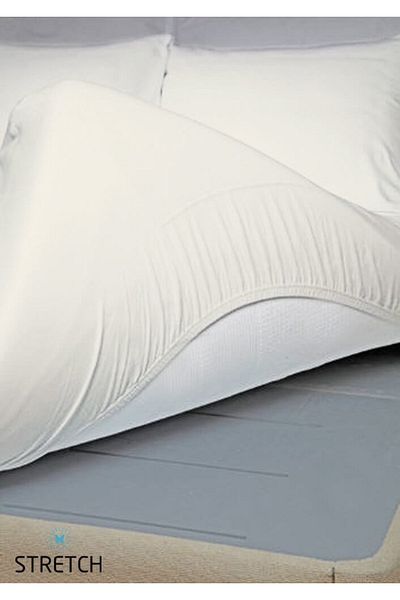 STRETCH Double Classic Bed Sheet White - Oversize 200x200 Cm