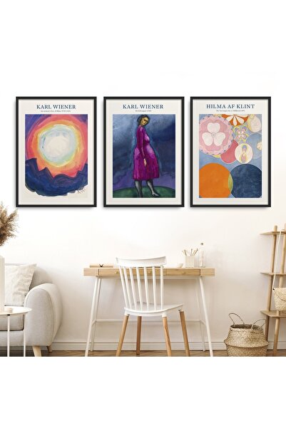 HOMEPACK 3 Piece Framed Painting Hılma Af Klınt, Karl Wıener Classic Works Hpn153