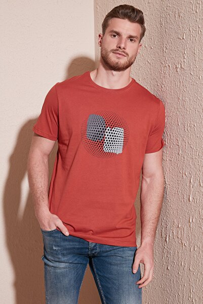 Buratti Baskılı Bisiklet Yaka % 100 Pamuk Slim Fit T Shirt Erkek T Shirt 646b...
