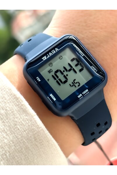 Jaga Dark Blue Silicone Band, Waterproof, (SUITABLE FOR POOL, SEA USE) Digital Sports Wristwatch