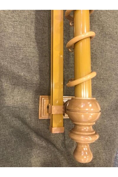 özdeğer home Ρουστίκ κρεμάστρα κουρτινών με μονή ράγα από δρυς 100 εκ. με δαχτυλίδια