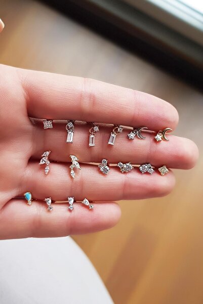 MorMajor Silver Tekli Ithal Damla Turkuaz Mini Gümüş Küpe Piercing