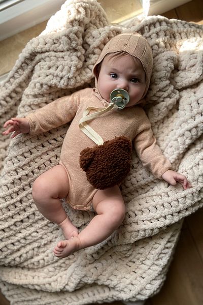 vivimade Teddy Bear Pacifier Strap Brown