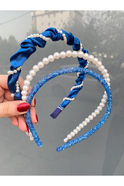 CSR AKSESUAR 3lü Saten Incili Taşlı Taç Seti