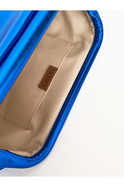 HEYBE'S Geantă de mână Heybes pentru femei, din piele cu textura strălucitoare, albastră