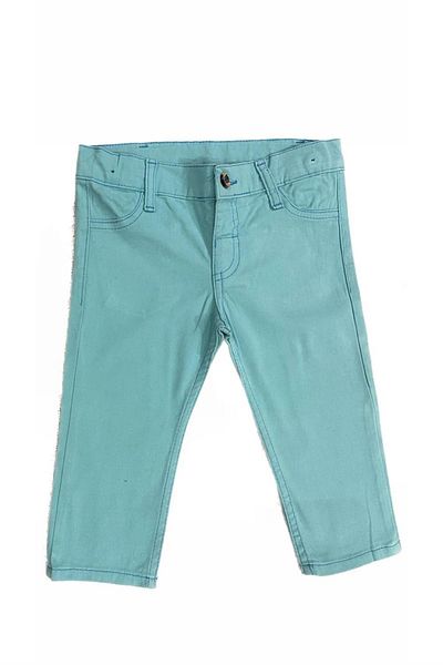 minny max Gabardine Fabric Turquoise Color Children's Trousers with Elastic Waist