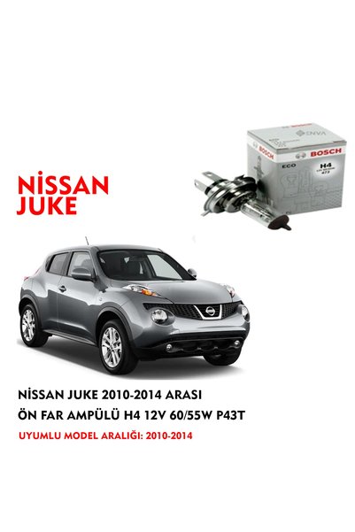 Bosch Nissan Juke 2010-2014 Arası Ön Far Ampülü H4 12v 60/55w P43t