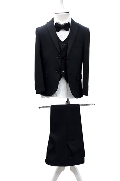 Tarz Çocuk Erkek Çocuk Siyah Takım Elbise 9 - 12 Yaş