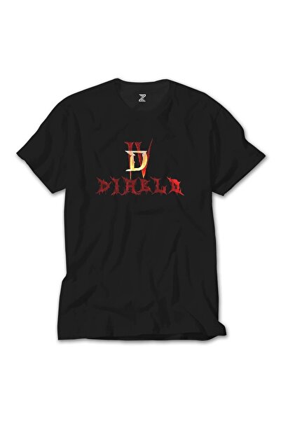 Z zepplin Tricou negru cu logo și text Diablo Iv
