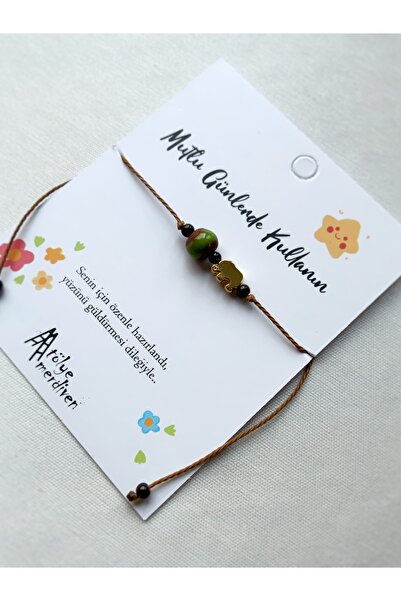 Atölye Merdiven Şans Fili Halhal Seramik Detaylı Unisex Kadın Halhal