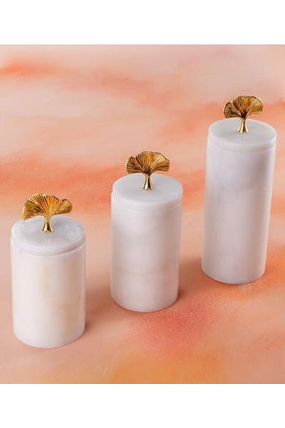 ACAR Glass Gr-5735 Marble 3-Piece Small Jar Series 3 Pieces