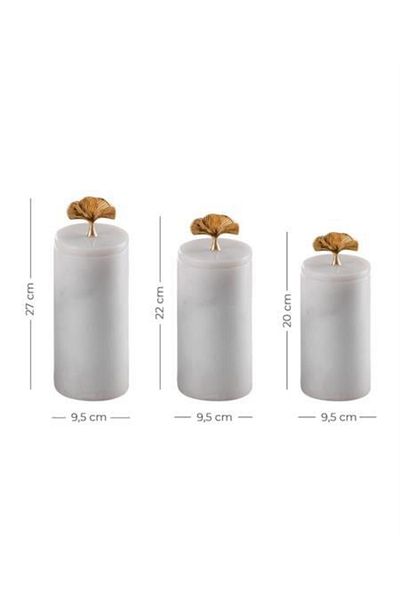 ACAR Glass Gr-5735 Marble 3-Piece Small Jar Series 3 Pieces