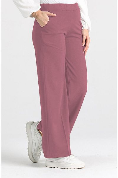 Aşkı Endam Oversize Lycra Wide Leg Large Size Women's Trousers Dried Rose