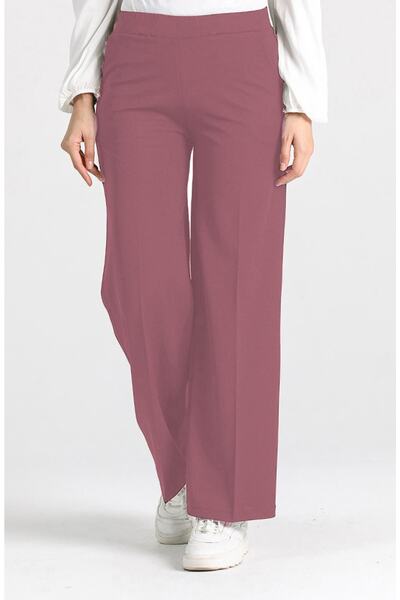 Aşkı Endam Oversize Lycra Wide Leg Large Size Women's Trousers Dried Rose
