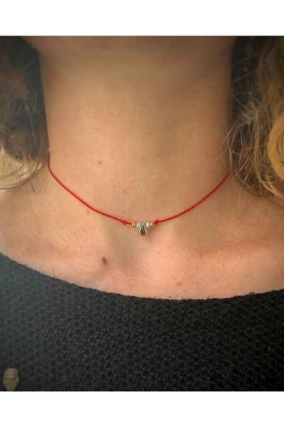 Atölye Merdiven Drop Choker Necklace Minimal Red Women's Necklace