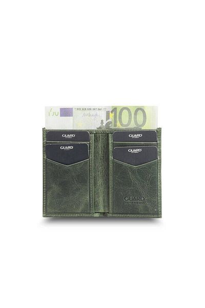 GUARD Men's Thin Mini Leather Wallet - Antique Green