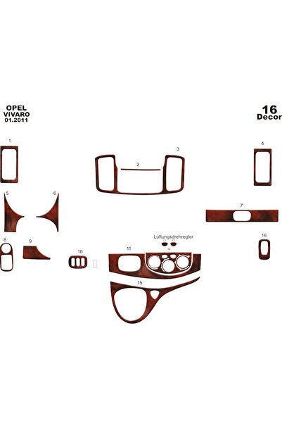 meriç cockpit design ميريتش ®   أوبل فيفارو تنجيد أمامي ماهوجني 16 قطعة 2011-...