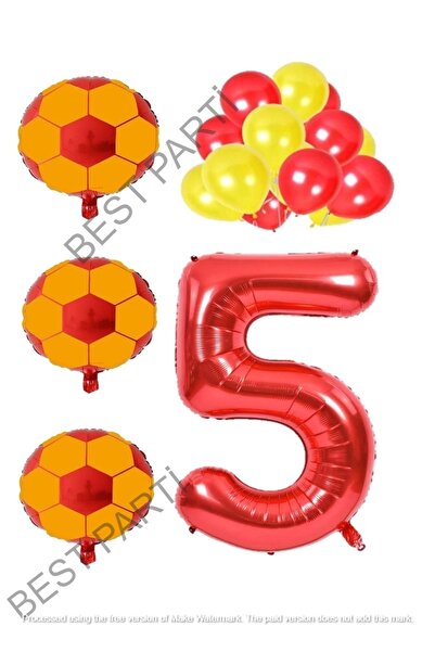 BEST PARTİ DOĞUM GÜNÜ PARTİ SÜSLERİ Yellow Red Football Ball Foil And Latex B...