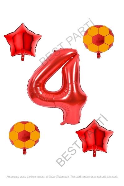 BEST PARTİ DOĞUM GÜNÜ PARTİ SÜSLERİ Yellow Red Football Ball Foil Balloon Set...