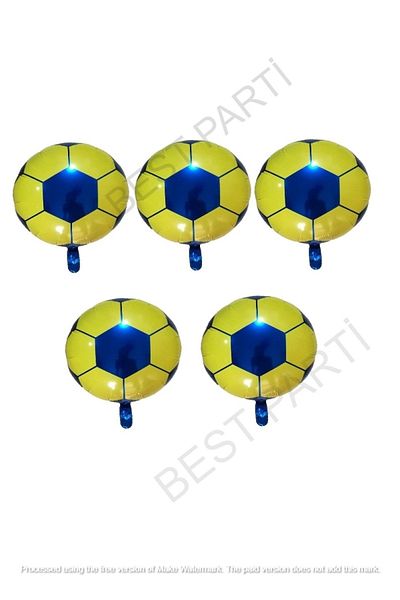 BEST PARTİ DOĞUM GÜNÜ PARTİ SÜSLERİ Yellow Navy Blue Football Ball Foil Foil Balloon 45 Cm 5 Pieces