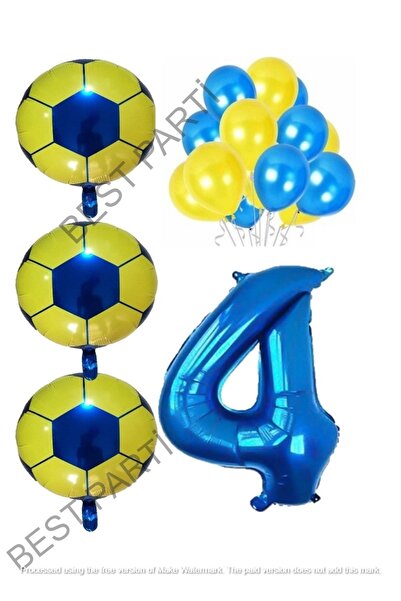 BEST PARTİ DOĞUM GÜNÜ PARTİ SÜSLERİ Yellow Navy Blue Football Ball Foil And L...