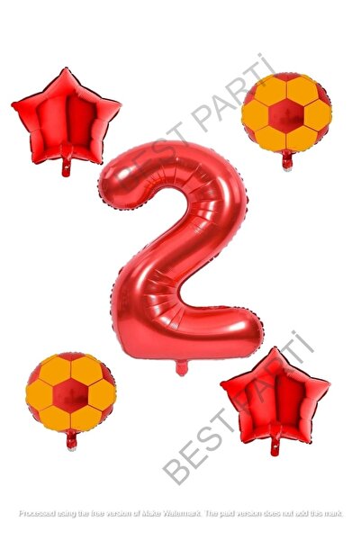 BEST PARTİ DOĞUM GÜNÜ PARTİ SÜSLERİ Yellow Red Football Ball Foil Balloon Set...