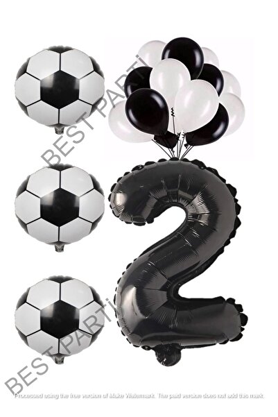 BEST PARTİ DOĞUM GÜNÜ PARTİ SÜSLERİ Black White Football Ball Foil And Latex ...