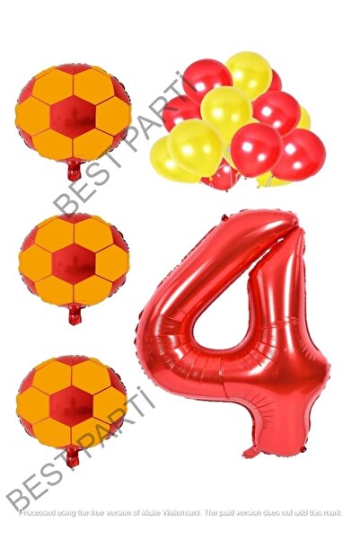 BEST PARTİ DOĞUM GÜNÜ PARTİ SÜSLERİ Yellow Red Football Ball Foil And Latex B...
