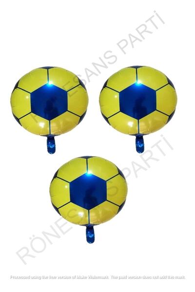 Generic Brand Yellow Navy Blue Football Ball Foil Foil Balloon 45 Cm 3 Pieces