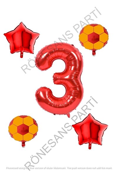 Generic Brand Star Yellow Red Football Ball Foil Balloon Set Age 3
