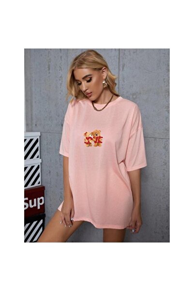 blausee wear Μπλουζάκι Love Bear με τύπωμα Design oversized Μπλουζάκι με φαρδιά εφαρμογή