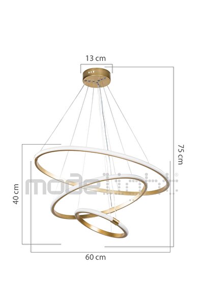 Modelight Rıng 3lü Ledli Avize Gold Salon-oturma Odası-çocuk Odası-yatak Odası-yemek Odası-antre-mutfak