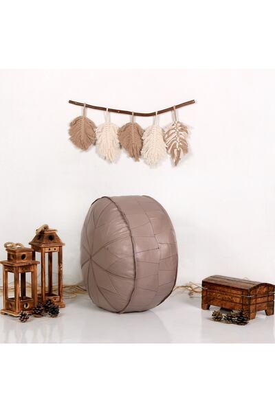 Ottoman Pouffe Şok Fiyat Açılışa Özel %50 Off! Art Deco El Yapımı Hakiki Deri Orijinal Bohem Ottoman Puf Minder60cm