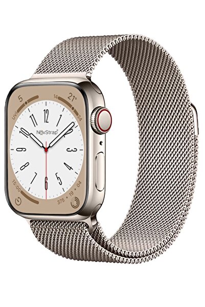 NovStrap Apple Watch Ultra/ultra 2 49mm Uyumlu Starlight Yıldız Işığı Hasır Örgü Metal Kordon Kayış
