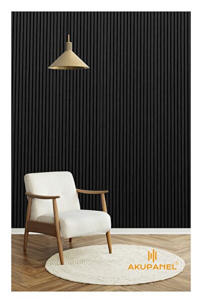 Akupanel Plus 60x245 Cm Mat Siyah Renk Akustik Ahşap Duvar Paneli