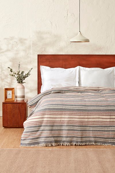 Karaca Home Flow Striped Double Waffle Pike 200x230 Cm Indigo