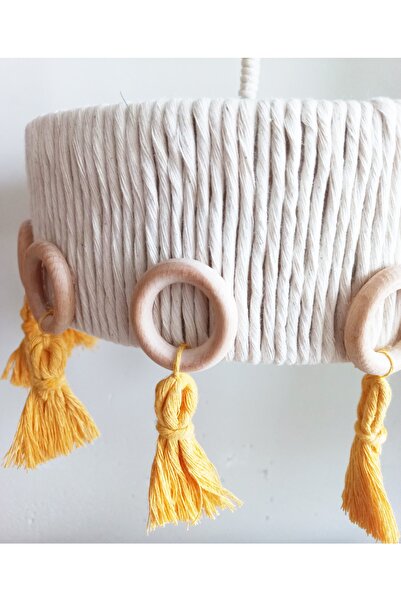 C&A&B KUZEY AVİZE Makrome Ip Sargı Ahşap Halka Ve Saçak Aksesurlı Tasarım Bebek-çocuk-genç Odası Tasarım Sarkıt Avize