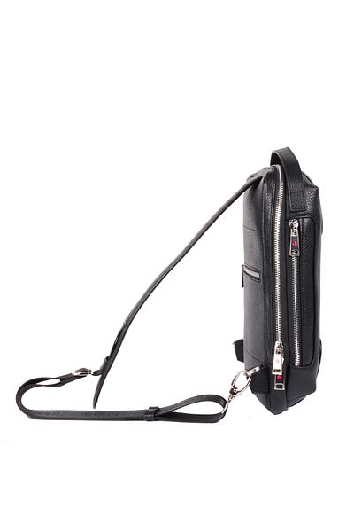 Eminsa Men's Black Genuine Leather Shoulder Bag Crossbody Bag