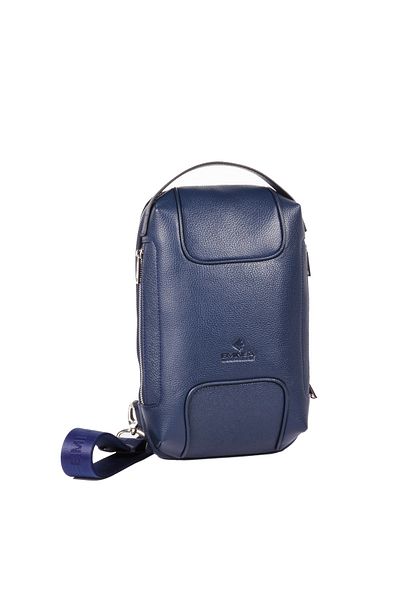 Eminsa Men's Dark Blue Genuine Leather Shoulder Bag Crossbody Bag