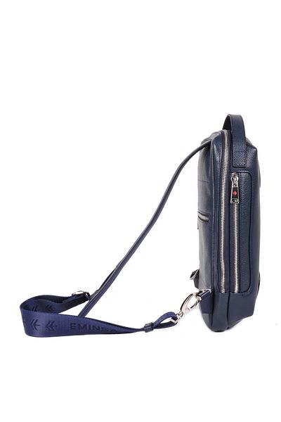 Eminsa Men's Dark Blue Genuine Leather Shoulder Bag Crossbody Bag