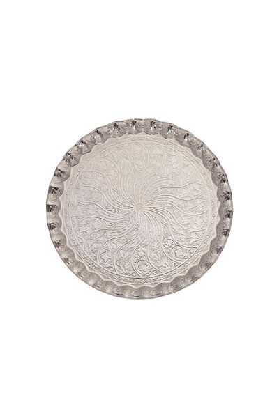 Anatolian Under Tray for Six People - Round Wavy - White