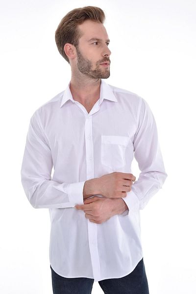 Çizgi Triko Κλασικό γιακά με τσέπες Κλασικό μονόχρωμο ανδρικό μακρυμάνικο πουκάμισο