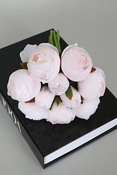 Yapay Çiçek Deposu 9lu Kaliteli Şakayık Gül Buketi Uçuk Pembe