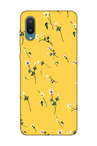 frondcase Samsung A02 Çiçekli Sarı Telefon Kılıfı