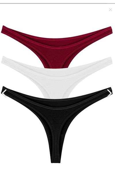 Perita.Life Women's Black-White-Burgundy Classic, Cotton Thong/ String