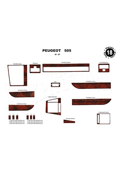meriç cockpit design ميريتش ®   بيجو 505 تنجيد صندوق اليد الأمامي ماهوجني 18 ...