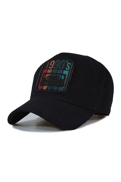 Trucker 1990's Model Hat - Replaceable Leather Patch - Cotton - Unisex - Black